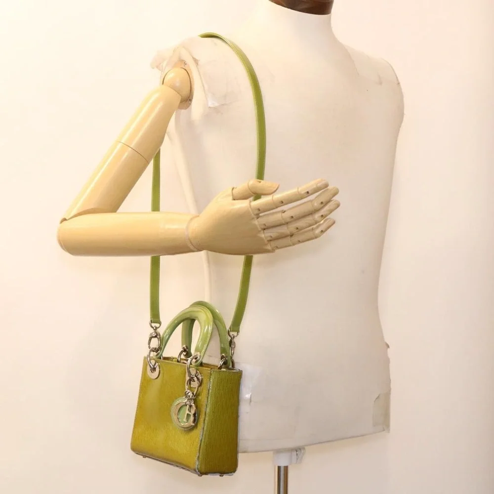 Christian Dior Lady Dior Patent Leather Trotter Embossed Bag with Strap and Card - Picture 2 of 16